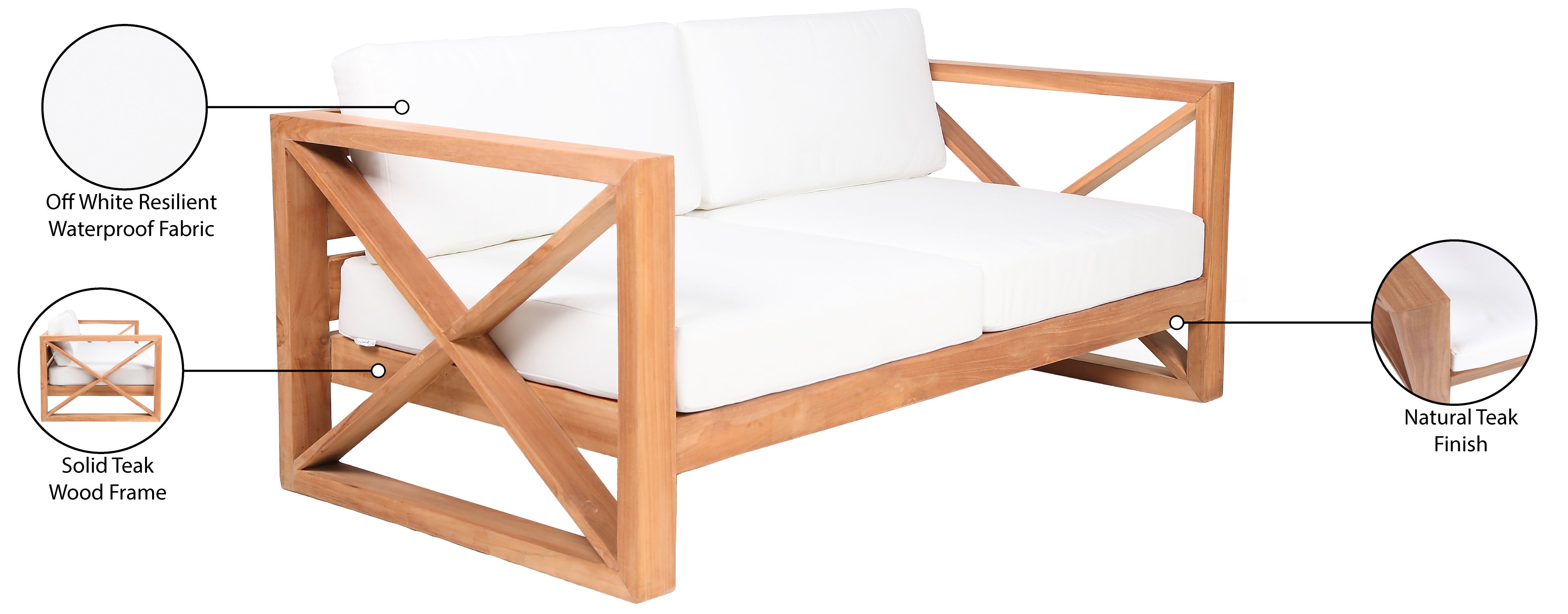 Anguilla Water Resistant Fabric Upholsetered Outdoor Patio Loveseat