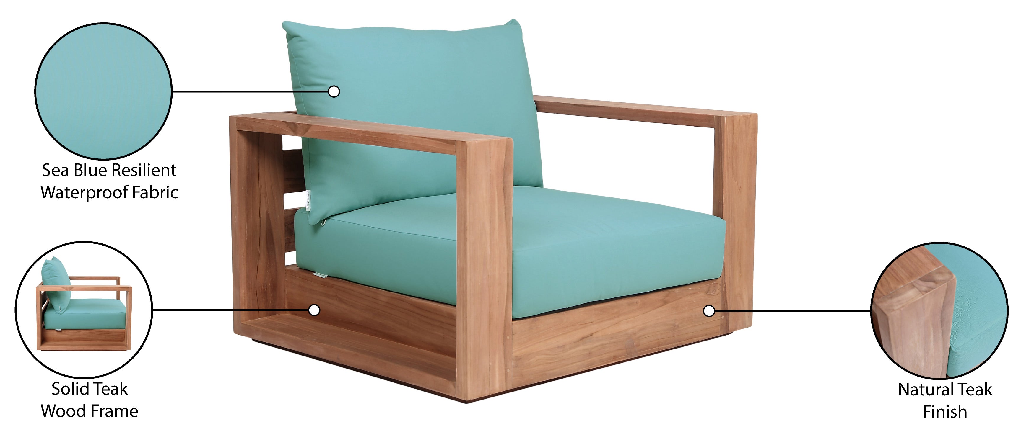 Chaise d'appoint d'extérieur en tissu résistant à l'eau Tulum