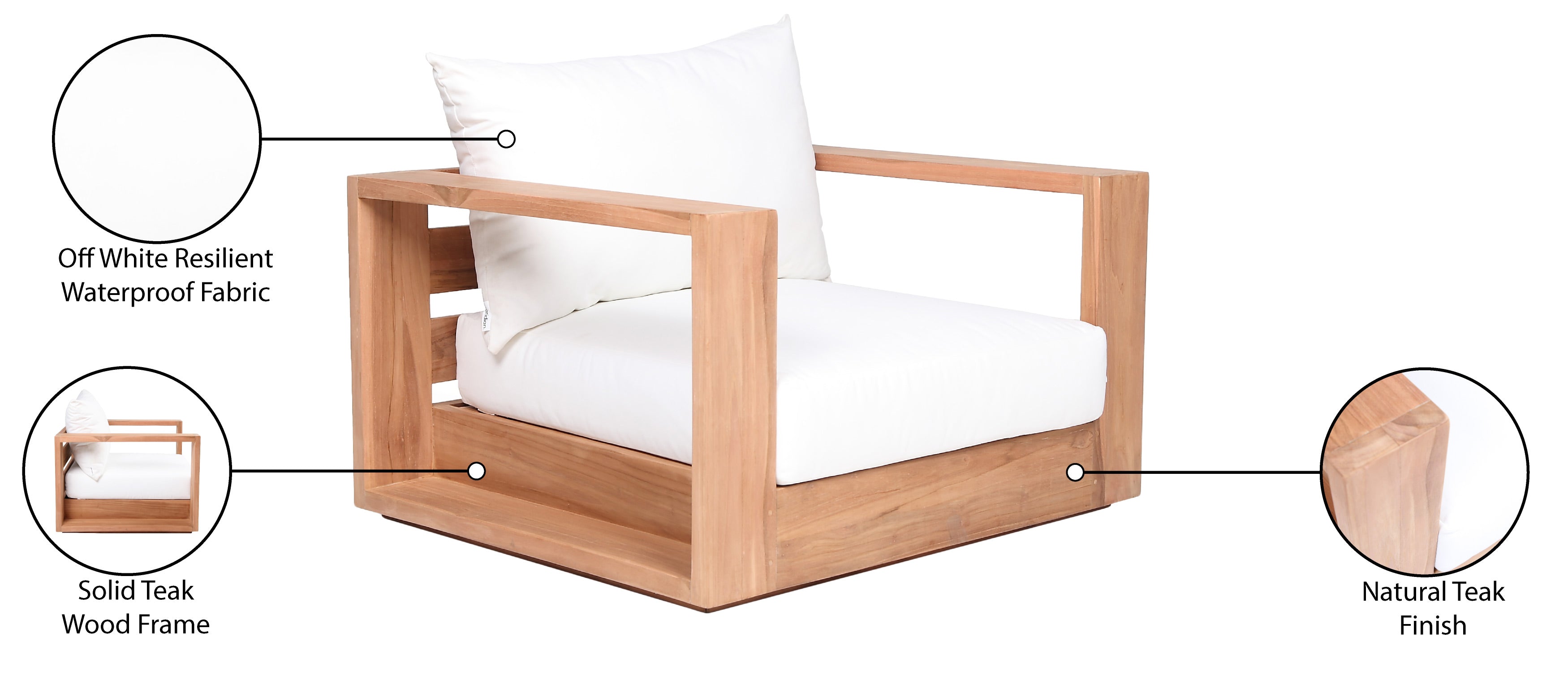 Chaise d'appoint d'extérieur en tissu résistant à l'eau Tulum