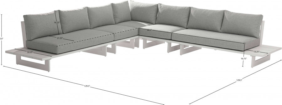Maldives 129.5" Water Resistant Fabric Upholstered Outdoor Patio 5pc. Modular Sectional