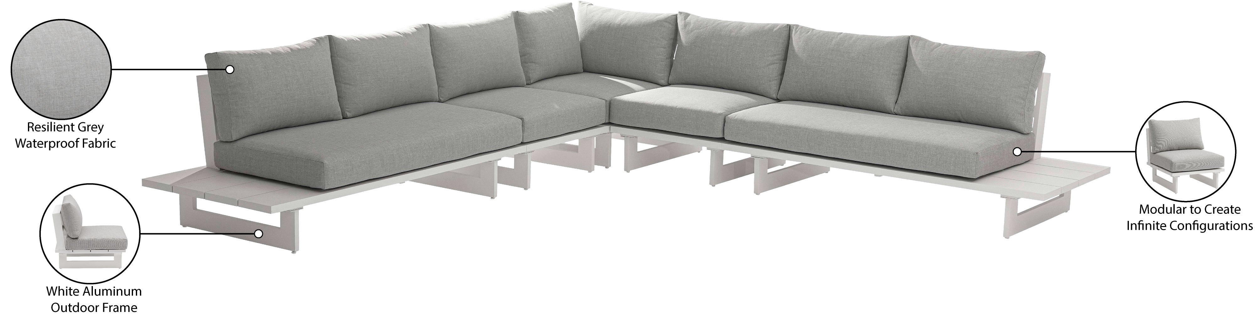 Maldives 129.5" Water Resistant Fabric Upholstered Outdoor Patio 5pc. Modular Sectional