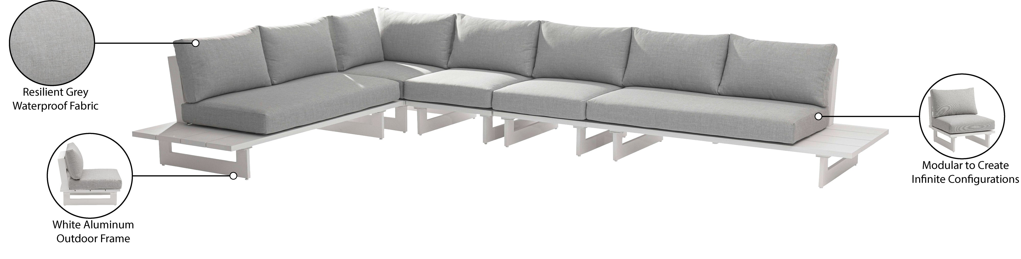 Maldives 102" Water Resistant Fabric Upholstered Outdoor Patio 5pc. Modular Sectional