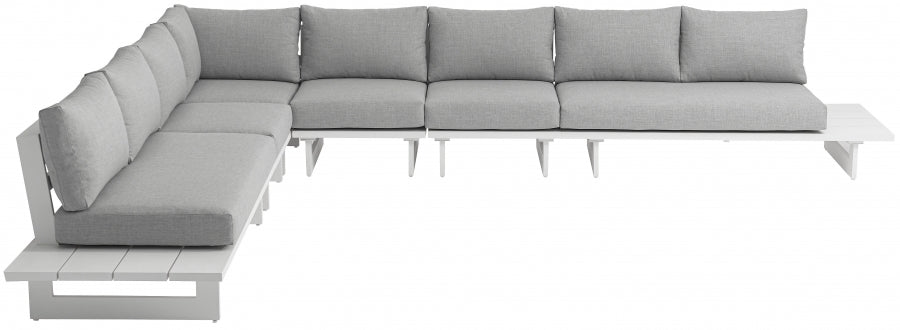 Maldives 129.5" Water Resistant Fabric Upholstered Outdoor Patio 6pc. Modular Sectional