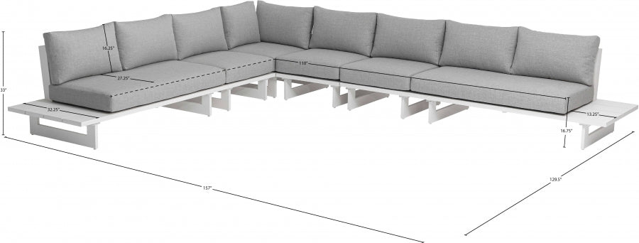 Maldives 129.5" Water Resistant Fabric Upholstered Outdoor Patio 6pc. Modular Sectional