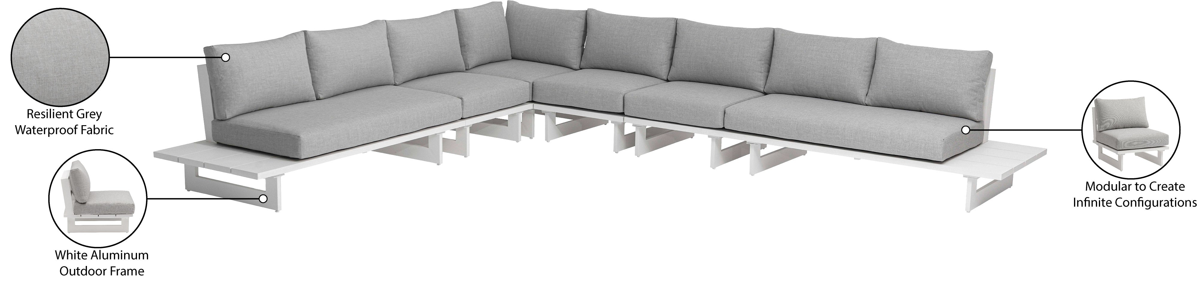 Maldives 129.5" Water Resistant Fabric Upholstered Outdoor Patio 6pc. Modular Sectional