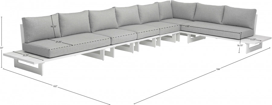 Maldives 102" Water Resistant Fabric Upholstered Outdoor Patio 6pc. Modular Sectional