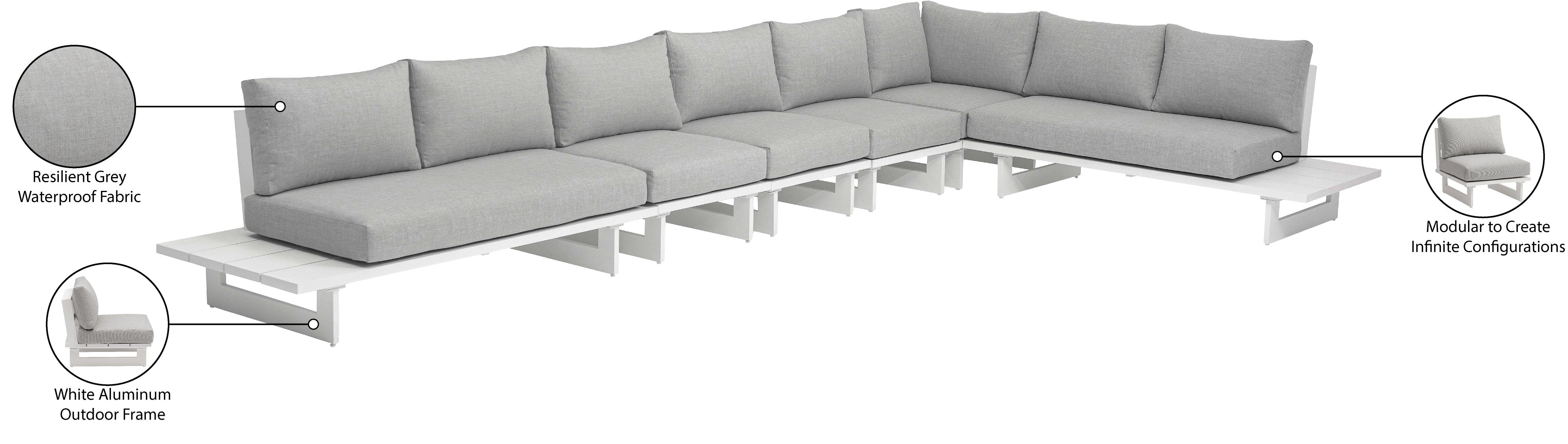 Maldives 102" Water Resistant Fabric Upholstered Outdoor Patio 6pc. Modular Sectional