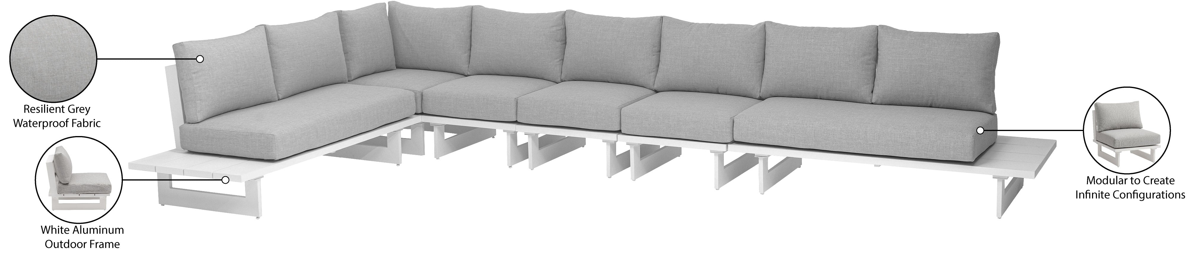 Maldives 184.5" Water Resistant Fabric Upholstered Outdoor Patio 6pc. Modular Sectional