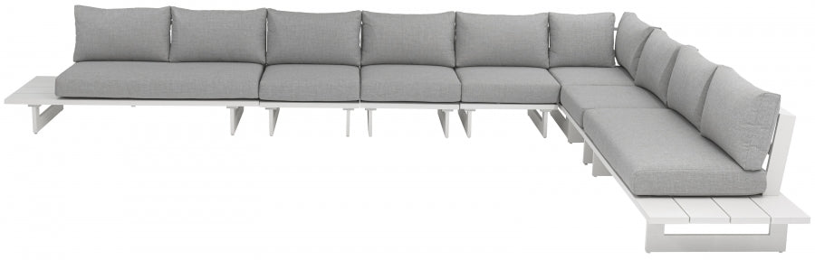 Maldives 129.5" Water Resistant Fabric Upholstered Outdoor Patio 7pc. Modular Sectional