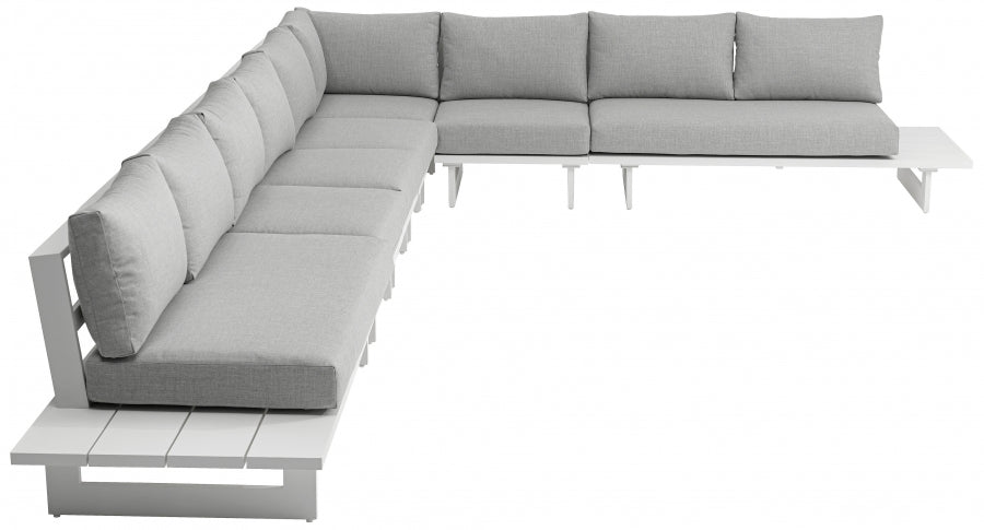 Maldives 129.5" Water Resistant Fabric Upholstered Outdoor Patio 7pc. Modular Sectional