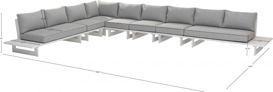 Maldives 184.5" Water Resistant Fabric Upholstered Outdoor Patio 7pc. Modular Sectional