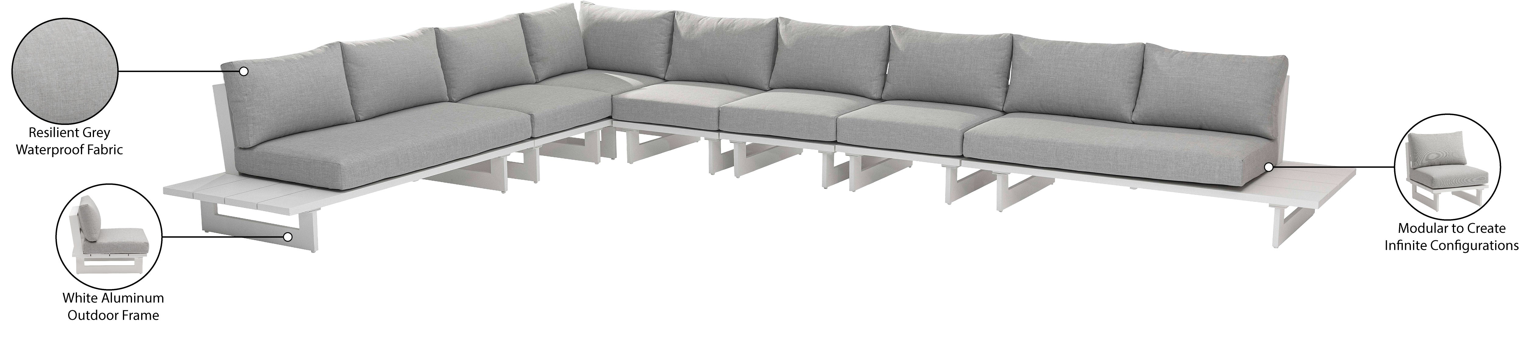 Maldives 184.5" Water Resistant Fabric Upholstered Outdoor Patio 7pc. Modular Sectional
