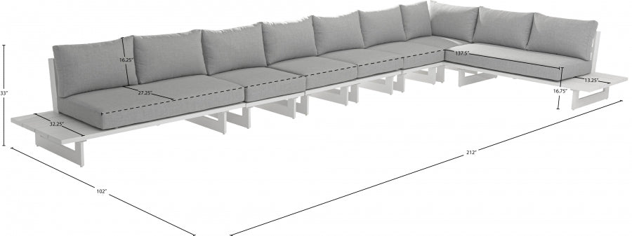 Maldives 212" Water Resistant Fabric Upholstered Outdoor Patio 7pc. Modular Sectional