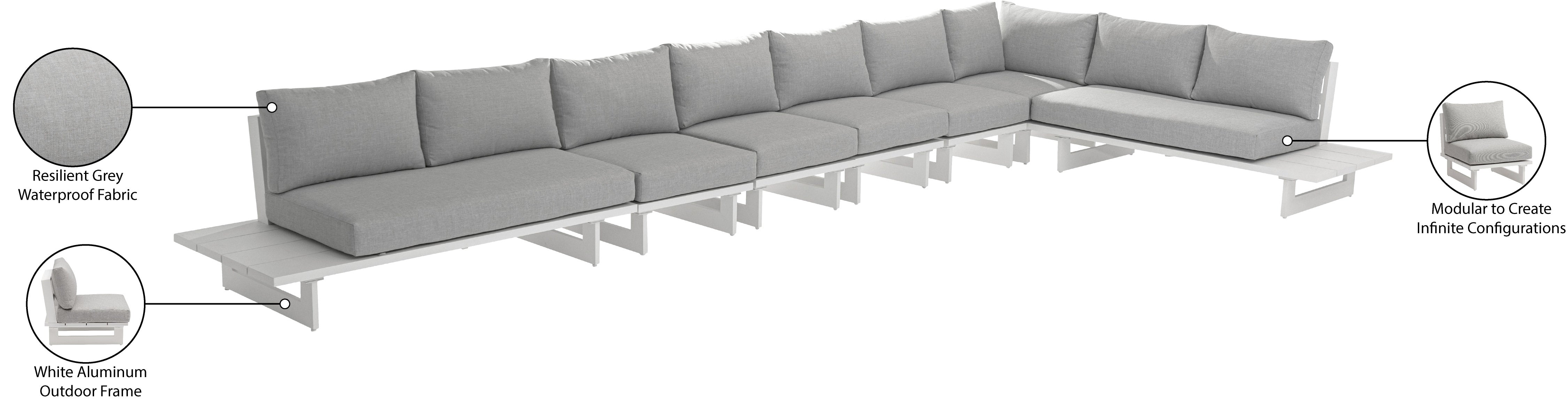 Maldives 212" Water Resistant Fabric Upholstered Outdoor Patio 7pc. Modular Sectional