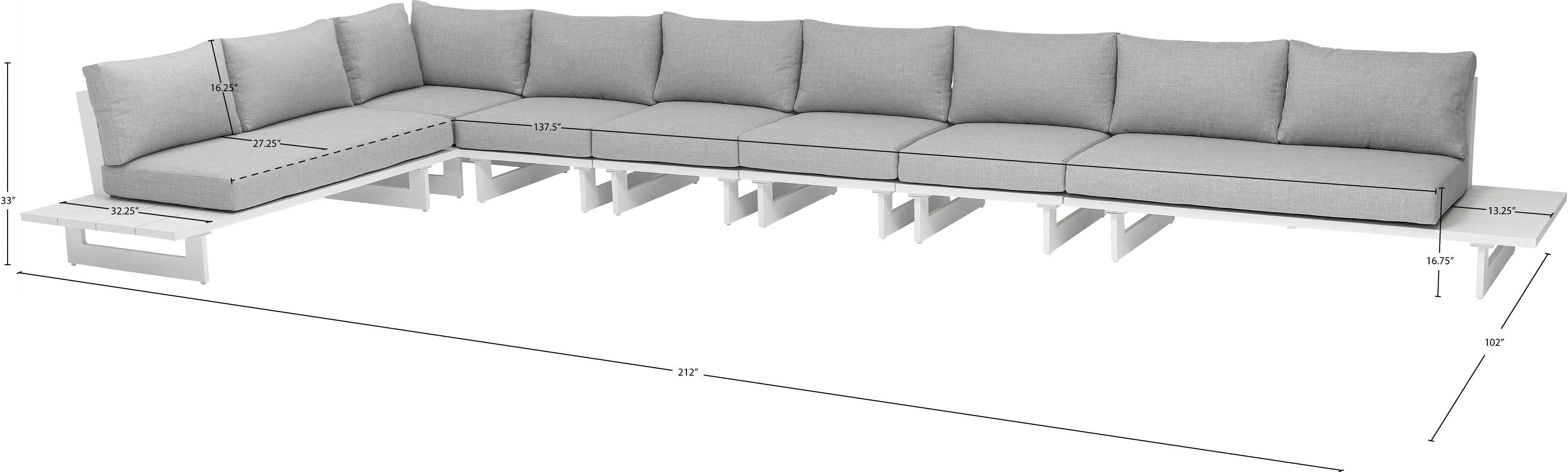 Maldives 212" Water Resistant Fabric Upholstered Outdoor Patio 7pc. Modular Sectional