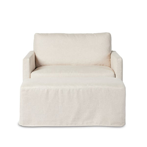 Maddox Slipcover Chair W/ Ottoman - Creme