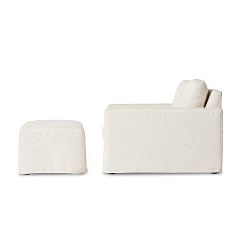 Maddox Slipcover Chair W/ Ottoman - Creme