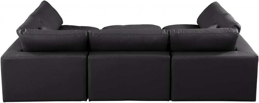 Comfy 119" Vegan Leather Upholstered 6pc. Modular Sectional