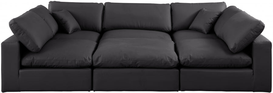 Comfy 119" Vegan Leather Upholstered 6pc. Modular Sectional