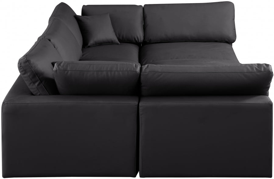 Comfy 119" Vegan Leather Upholstered 6pc. Modular Sectional
