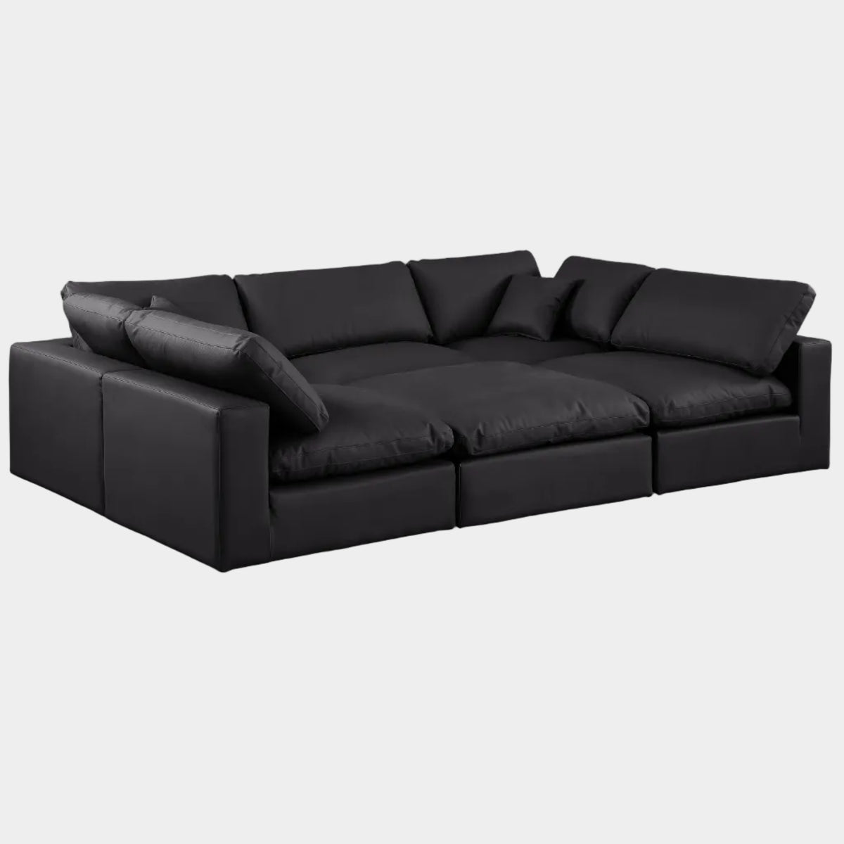 Comfy 119" Vegan Leather Upholstered 6pc. Modular Sectional
