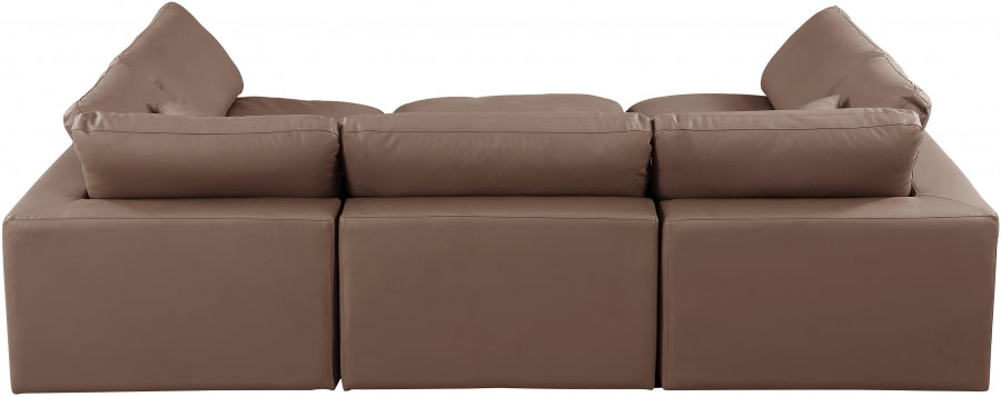 Comfy 119" Vegan Leather Upholstered 6pc. Modular Sectional