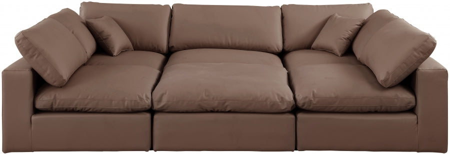 Comfy 119" Vegan Leather Upholstered 6pc. Modular Sectional