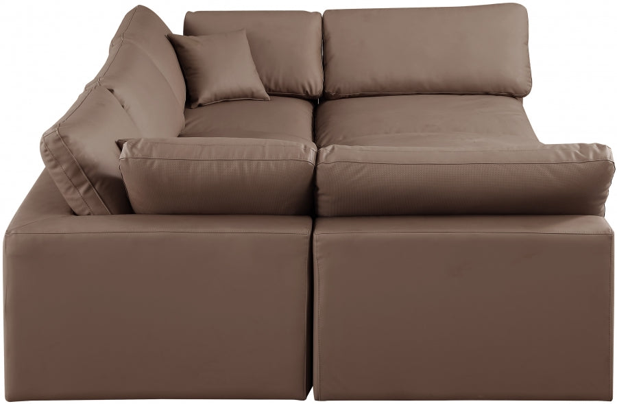 Comfy 119" Vegan Leather Upholstered 6pc. Modular Sectional