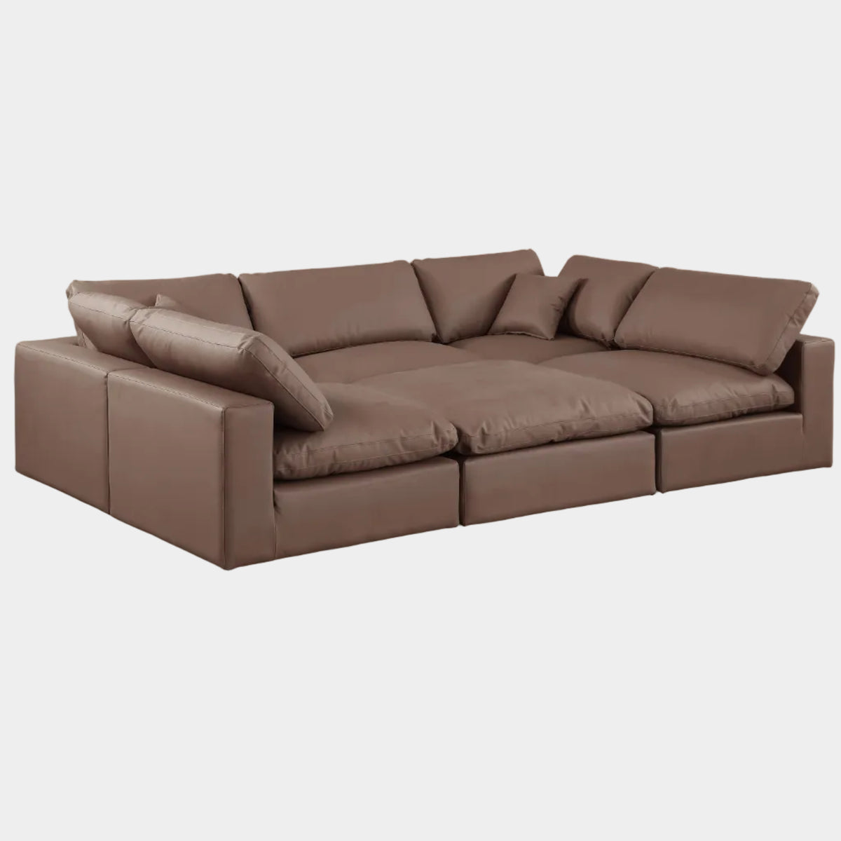 Comfy 119" Vegan Leather Upholstered 6pc. Modular Sectional