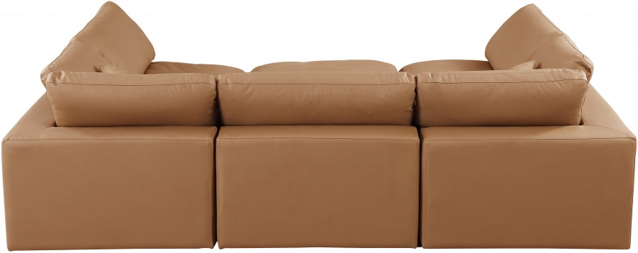 Comfy 119" Vegan Leather Upholstered 6pc. Modular Sectional