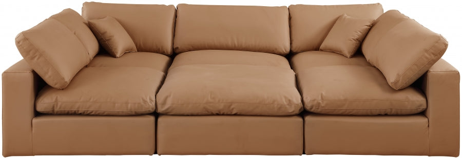 Comfy 119" Vegan Leather Upholstered 6pc. Modular Sectional