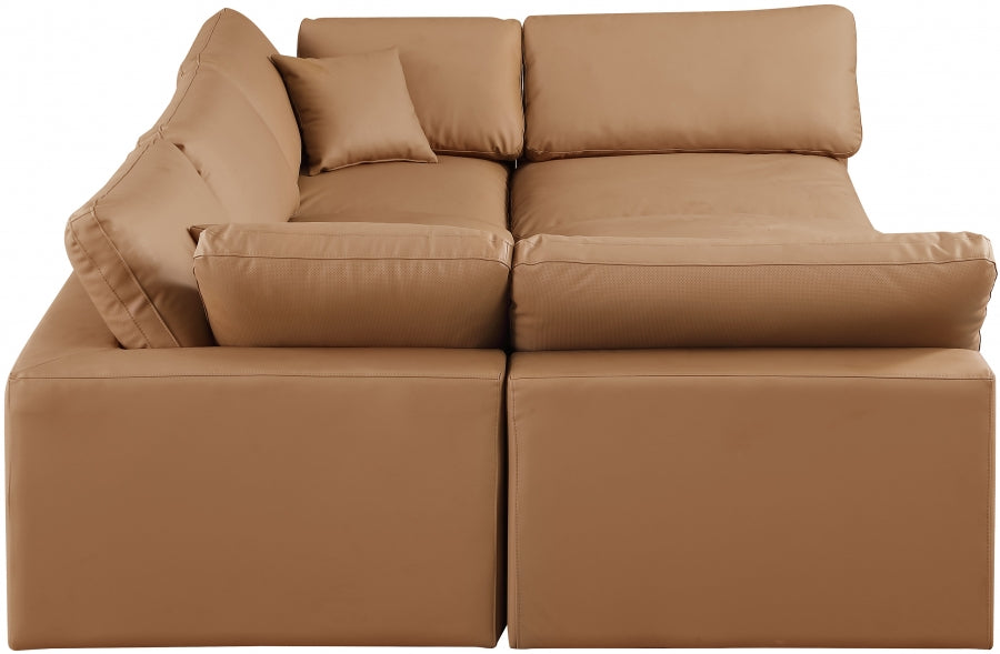 Comfy 119" Vegan Leather Upholstered 6pc. Modular Sectional