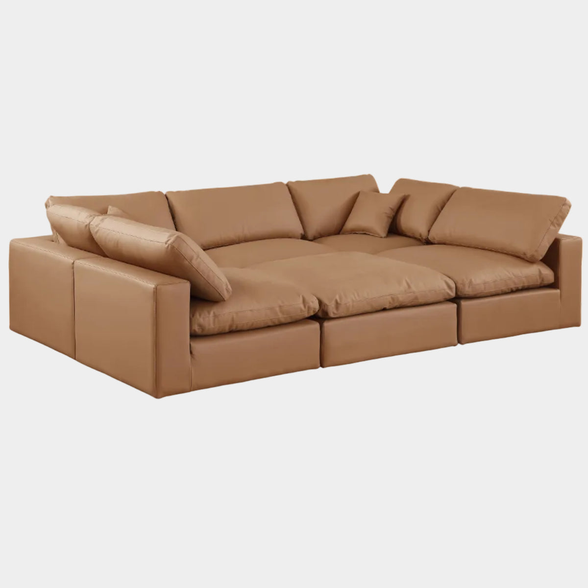 Comfy 119" Vegan Leather Upholstered 6pc. Modular Sectional