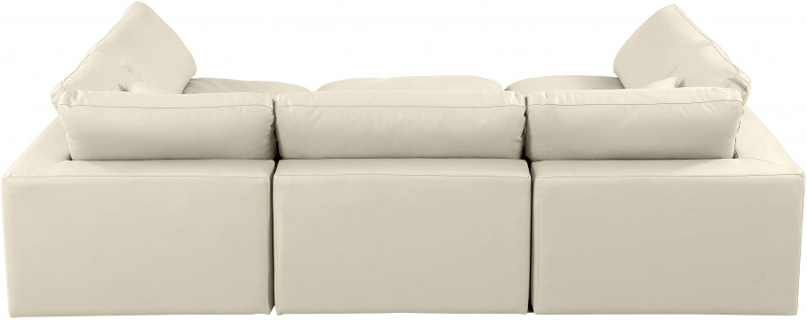 Comfy 119" Vegan Leather Upholstered 6pc. Modular Sectional