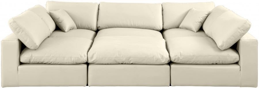 Comfy 119" Vegan Leather Upholstered 6pc. Modular Sectional
