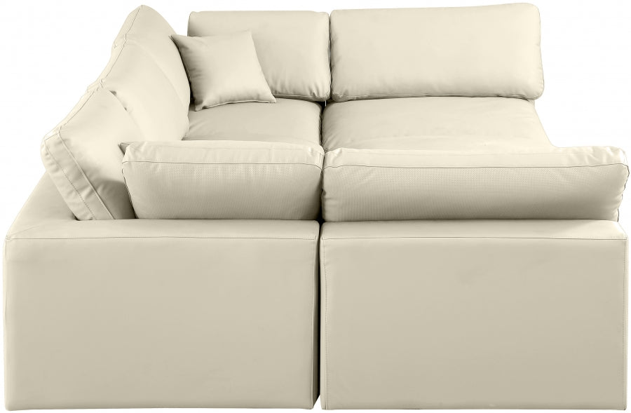 Comfy 119" Vegan Leather Upholstered 6pc. Modular Sectional