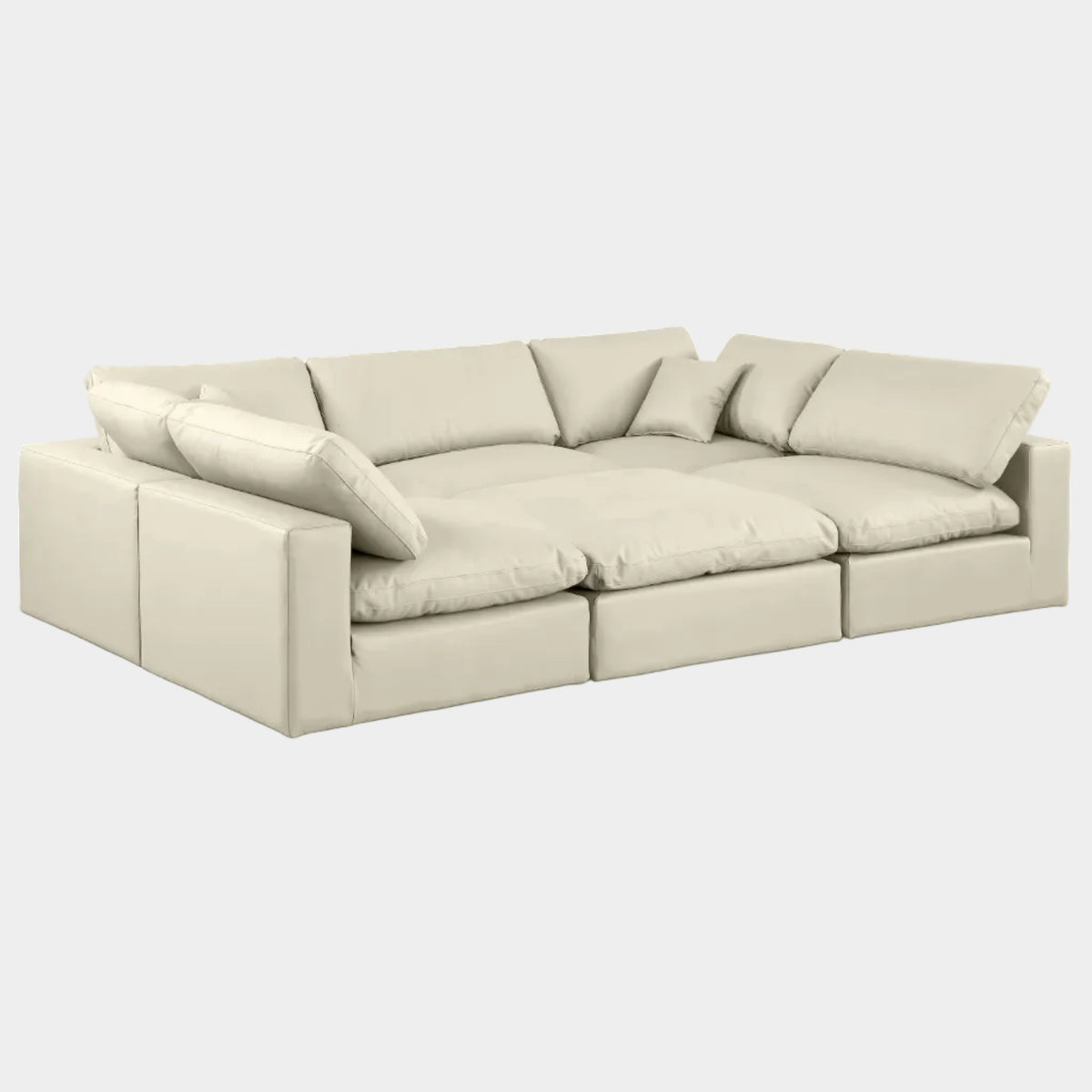 Comfy 119" Vegan Leather Upholstered 6pc. Modular Sectional