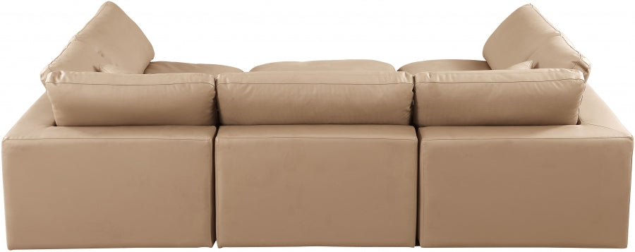 Comfy 119" Vegan Leather Upholstered 6pc. Modular Sectional