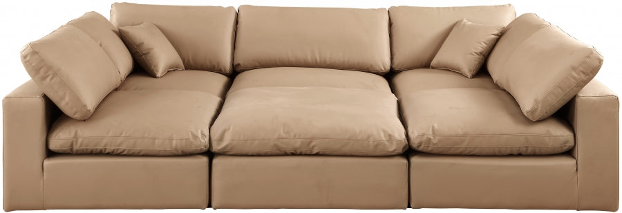Comfy 119" Vegan Leather Upholstered 6pc. Modular Sectional