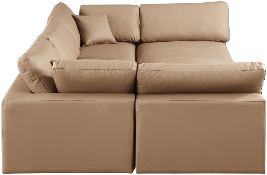 Comfy 119" Vegan Leather Upholstered 6pc. Modular Sectional