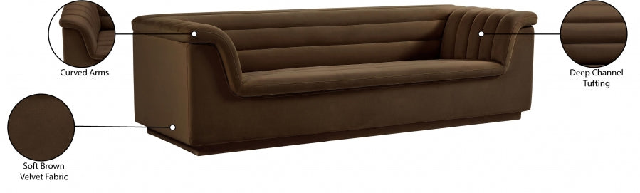 Cascade Velvet Fabric Sofa