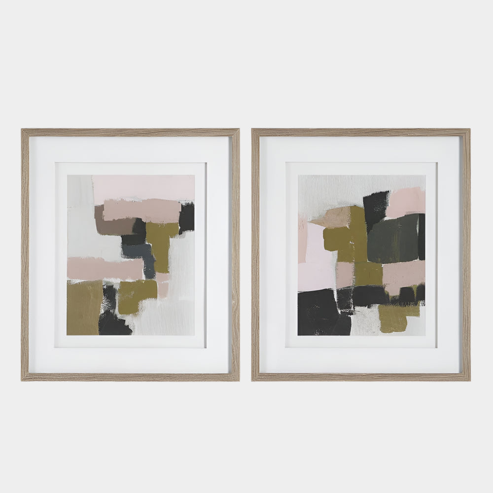 Color Block Framed Prints, S/2