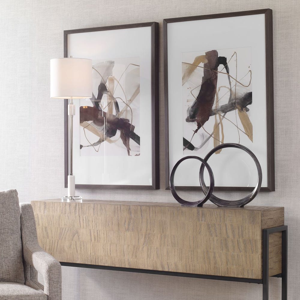 Burgundy Interjection Framed Prints, S/2