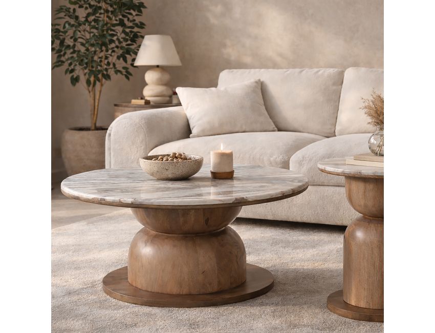 Martina Round Coffee Table - Walnut