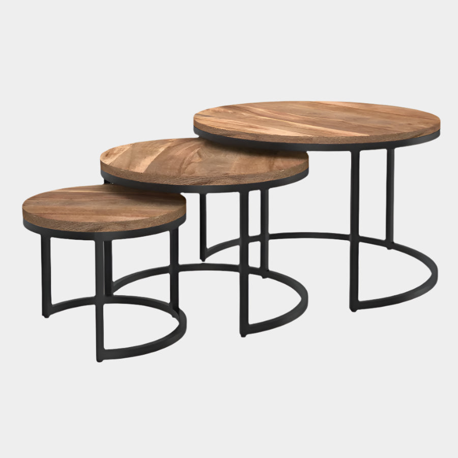 Darsh 3pc Coffee Table Set in Natural and Black