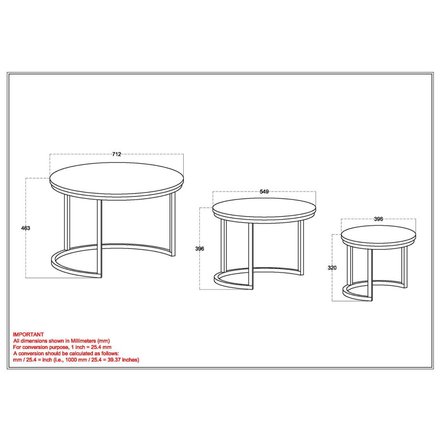 Darsh 3pc Coffee Table Set in Natural and Black