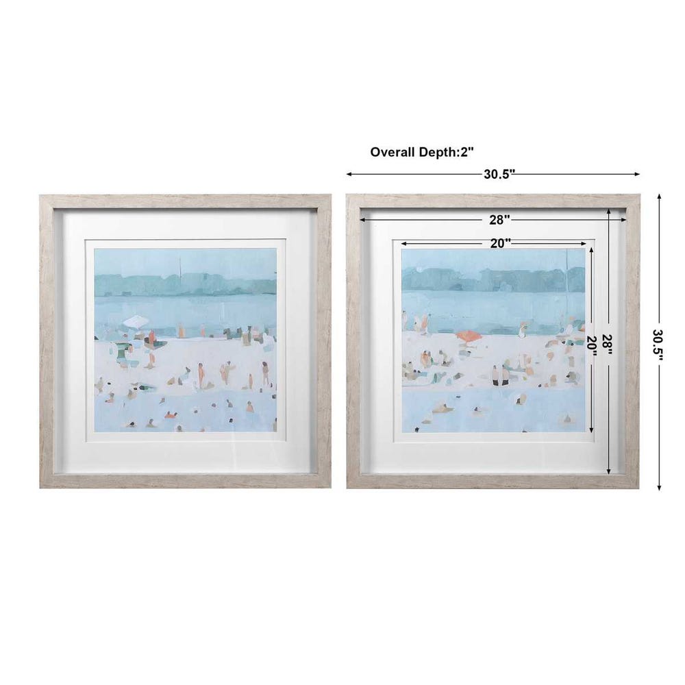Sea Glass Sandbar Framed Prints, S/2