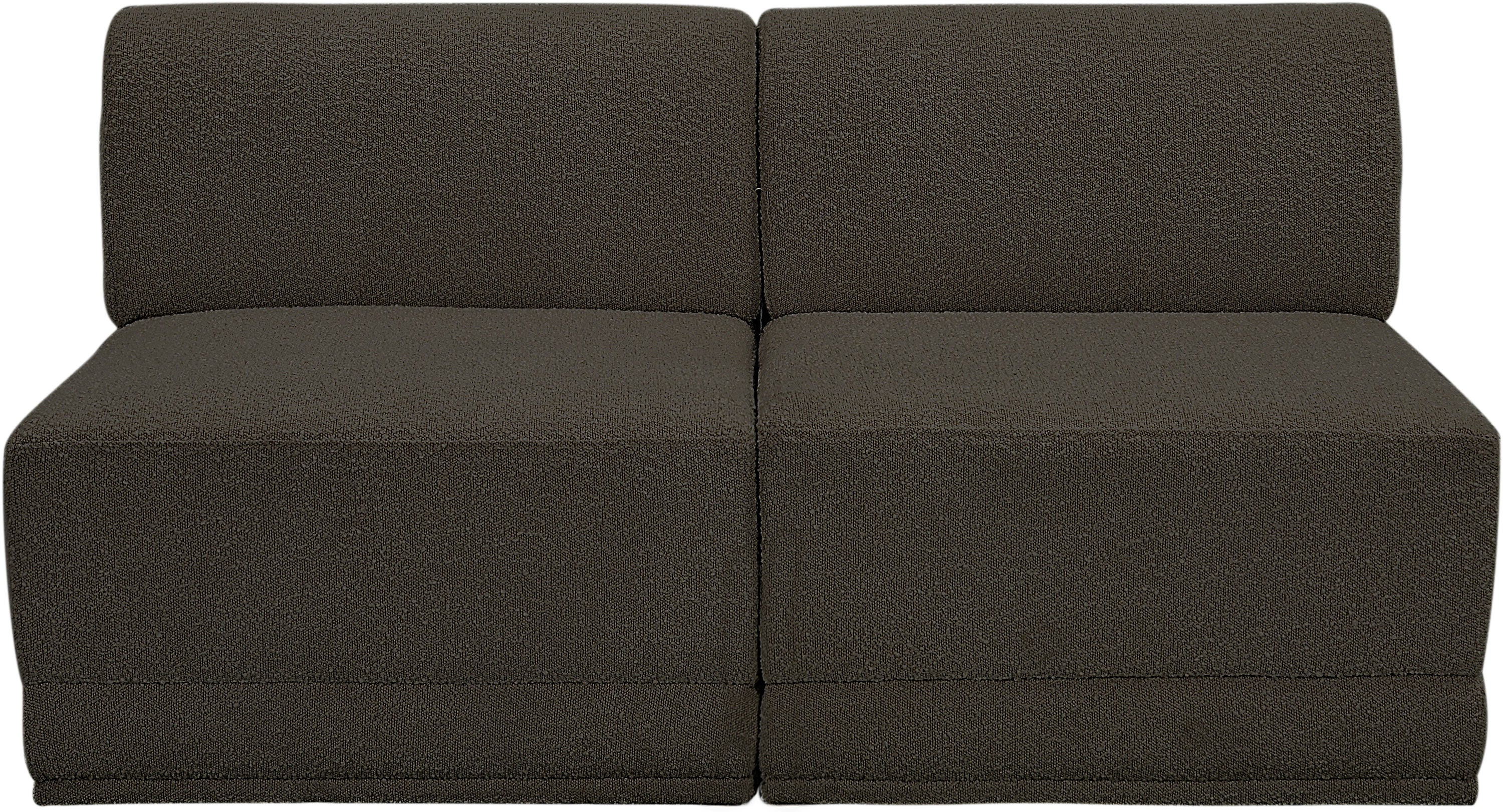 Ollie Boucle Fabric Armless Two-Seater Sofa