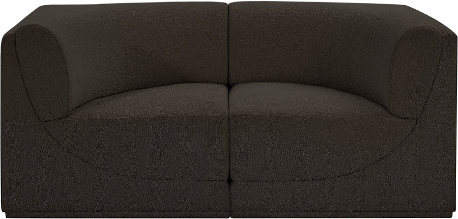 Ollie Boucle Fabric Two-Seater Sofa with Armrest