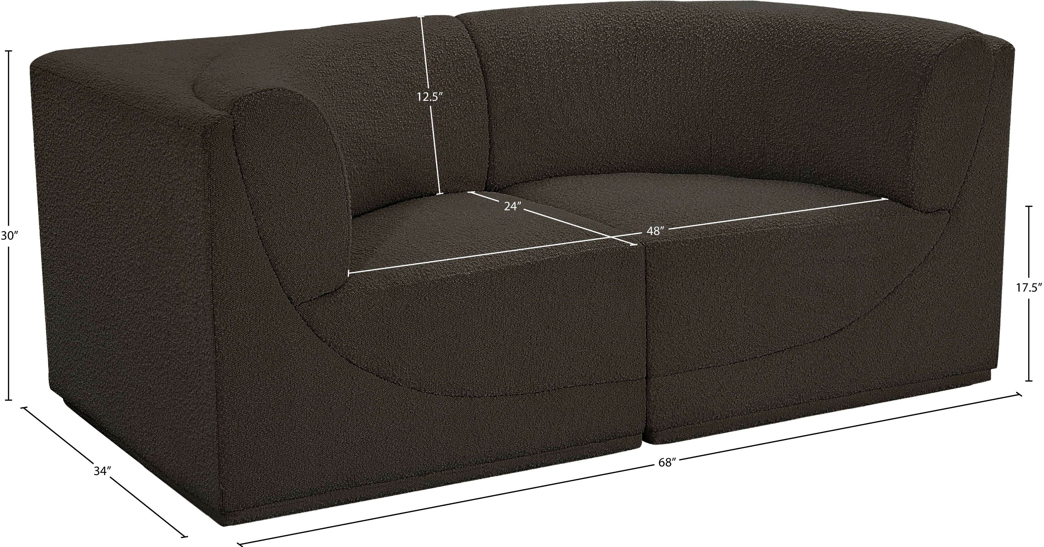 Ollie Boucle Fabric Two-Seater Sofa with Armrest